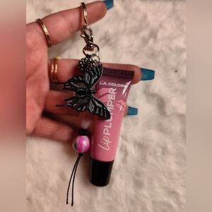 Key Chain Made With The L.A. Colors Lip Plumper in Vibrant Pink With Pink Beads